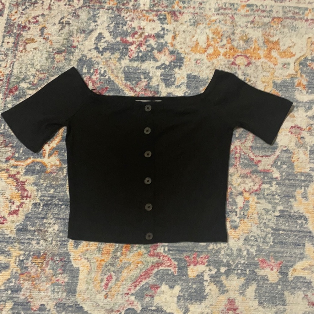 Black crop top with buttons
